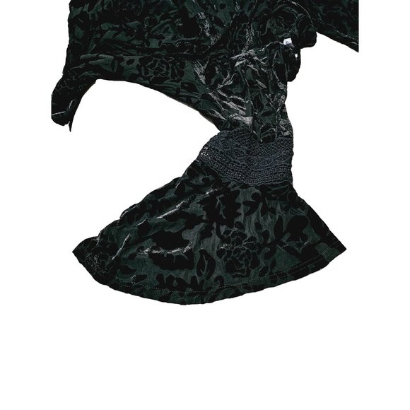 Stem & Vine velvet burnout top XL roses print sheer lace Black - Picture 8 of 13